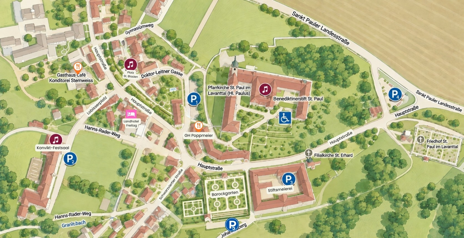 Anreise und Parkplätze beim St. Pauler Kultursommer
